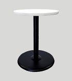 24" White Standard Table with Black Base  24" White Standard Table with Black Base