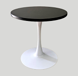 30" Black Standard Table with White Tulip Base