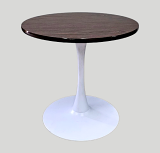 30" Walnut & Brown T-Mold Standard Table with White Tulip Base