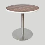 30" Walnut & White T-Mold Standard Table with Chrome Base