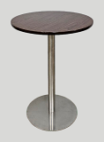 30" Walnut & Brown T-Mold Bar Table with Chrome Base