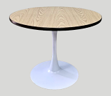 36" Natural & Brown T-Mold Standard Table with White Tulip Base 36" Natural & Brown T-Mold Standard Table with White Tulip Base