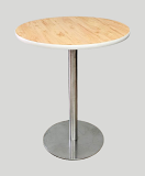 36" Natural & White T-Mold Bar Table with Chrome Base
